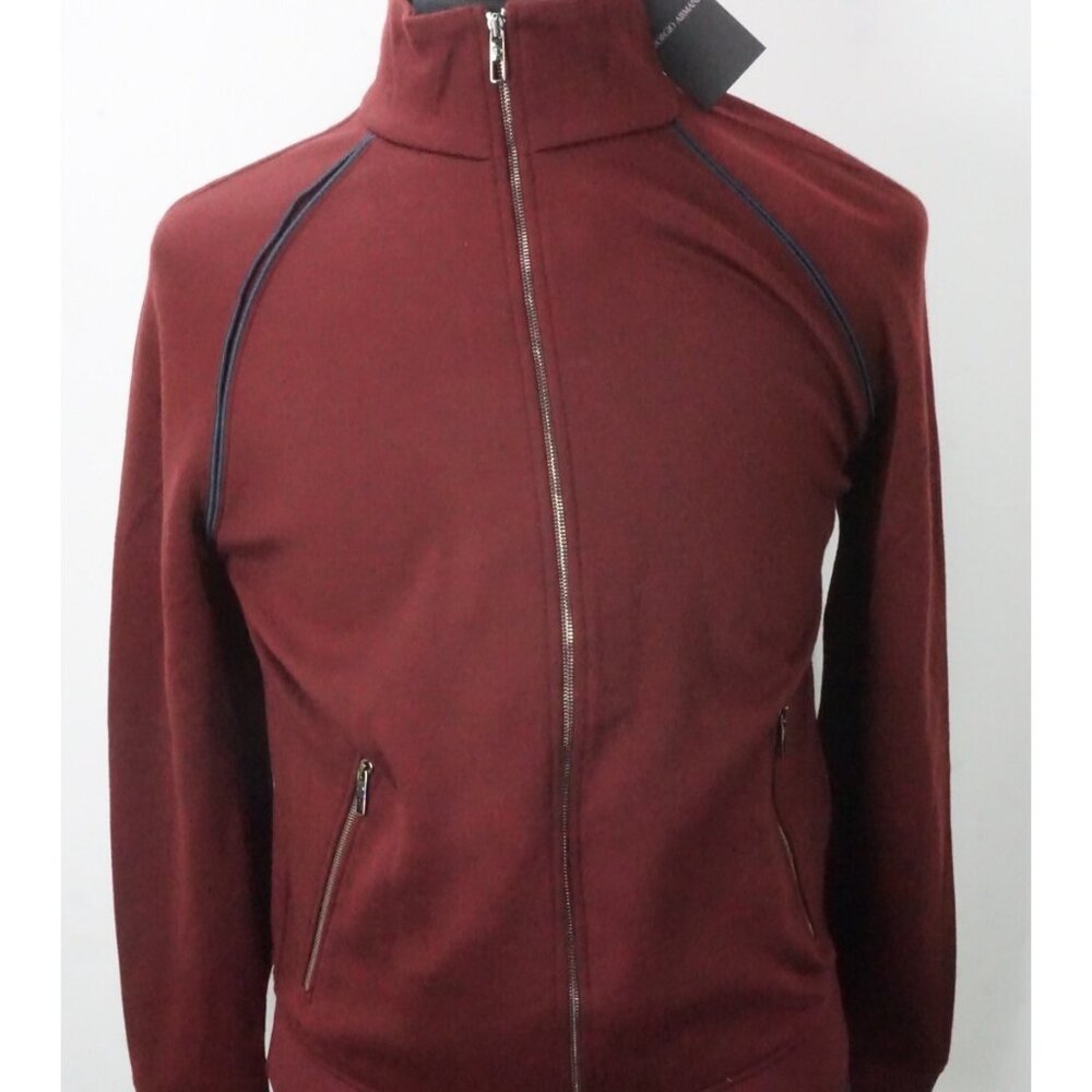 Giorgio Armani Black Label Red Lunar Rabbit Cashmere Blend Track Jacket 48 NEW